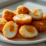 jajka po wiedeńsku air fryer na talerzu z dodatkami