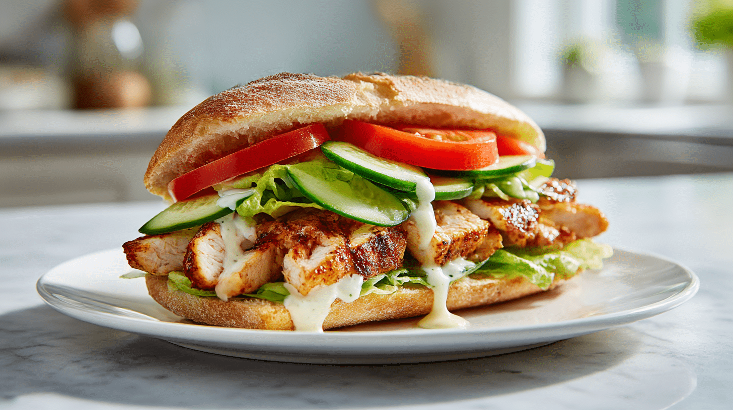 kanapka z grillowanym kurczakiem air fryer z sałatą i pomidorem