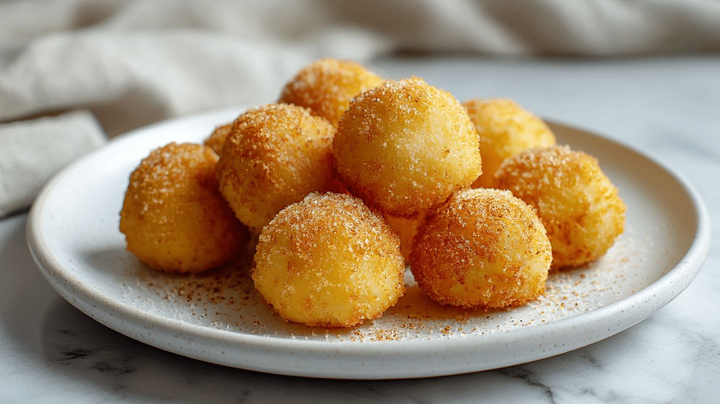 Doskonale wypieczone kluski leniwe pieczone w air fryer, chrupiące na zewnątrz.