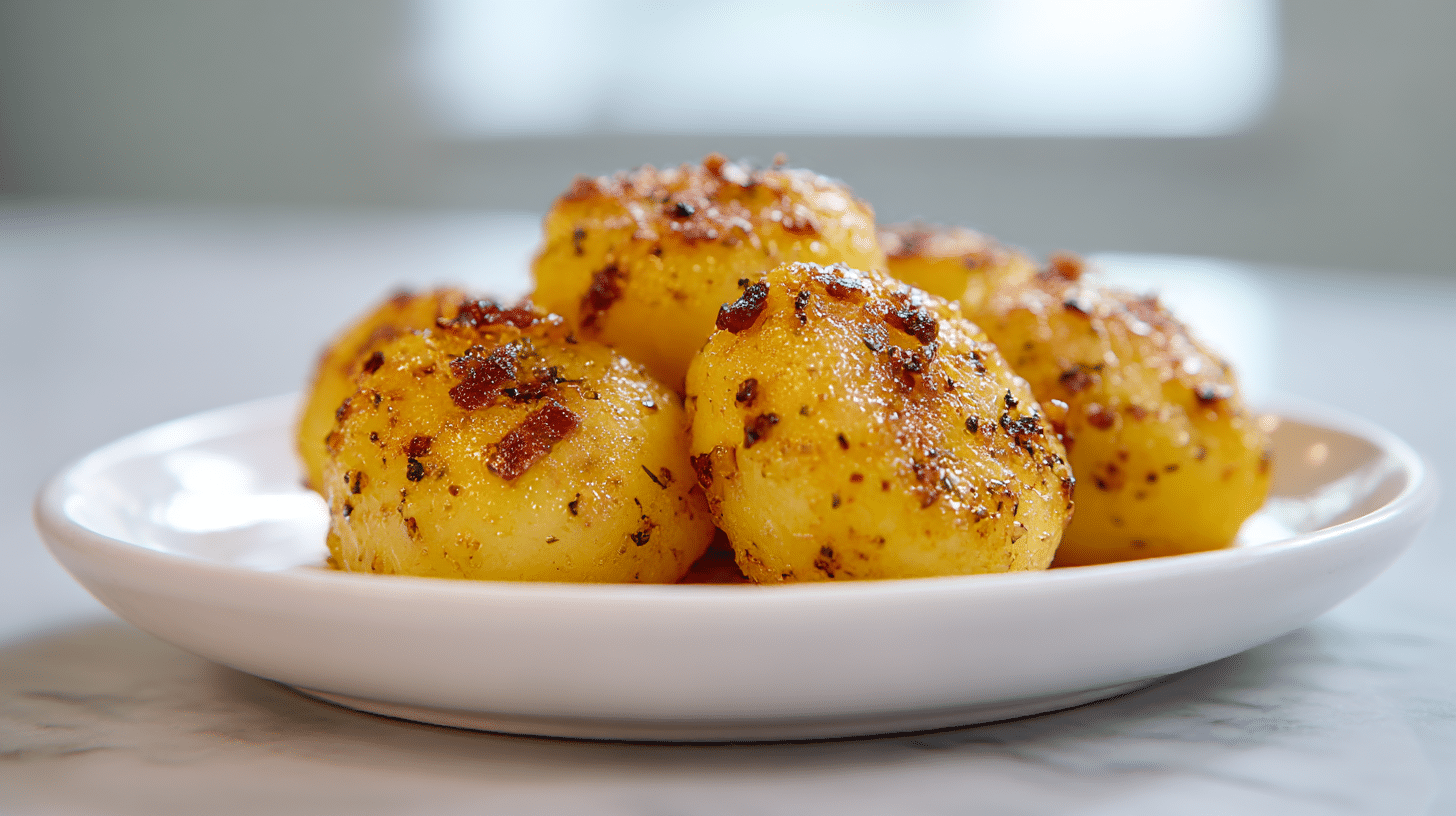 Kluski z boczkiem airfryer w rustykalnej misce