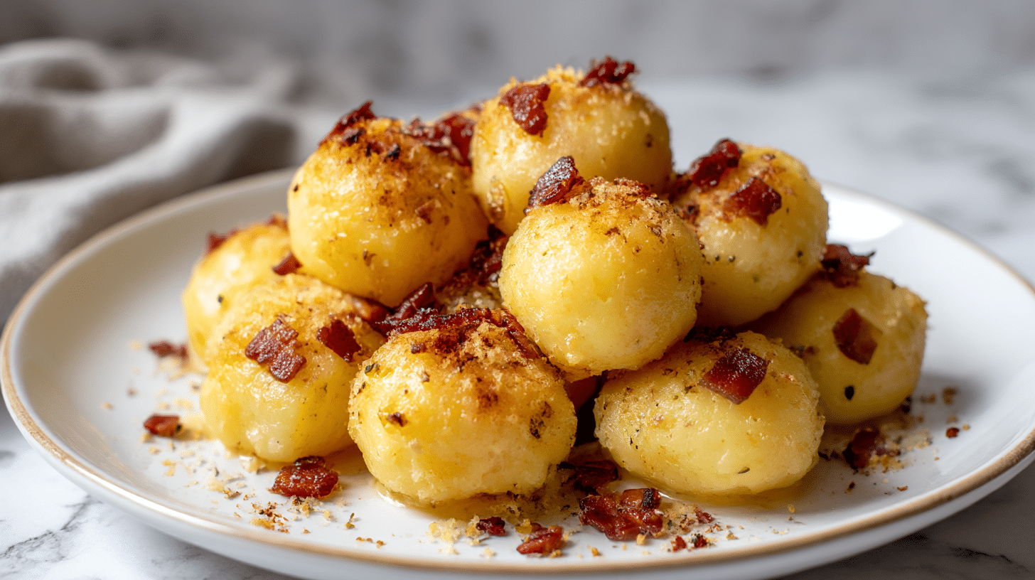 Zbliżenie klusek z boczkiem airfryer