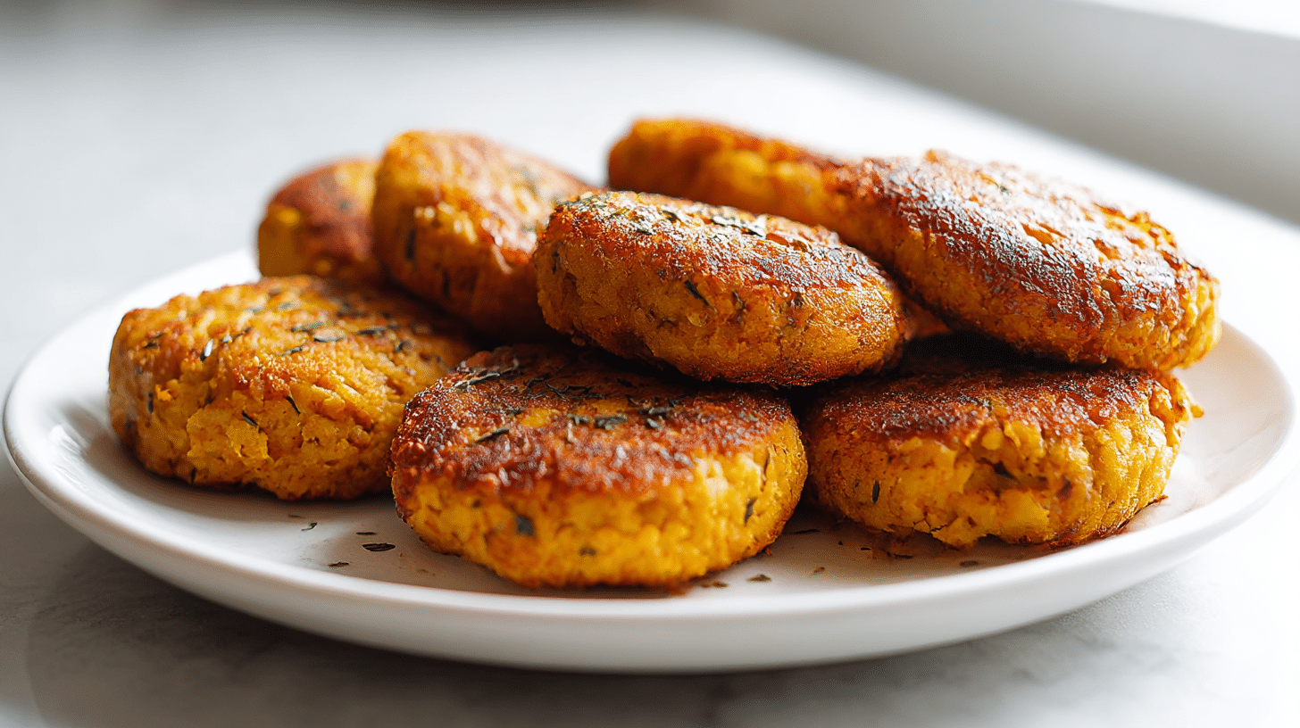 Kotlety z ciecierzycy air fryer na talerzu