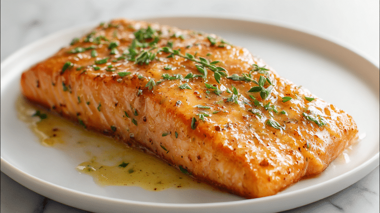 łosoś miodowo-musztardowy air fryer w pysznym daniu