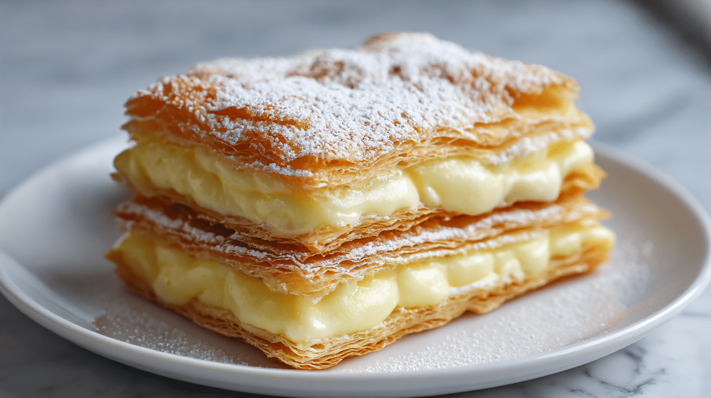 Smażona napoleonka airfryer z owocami.