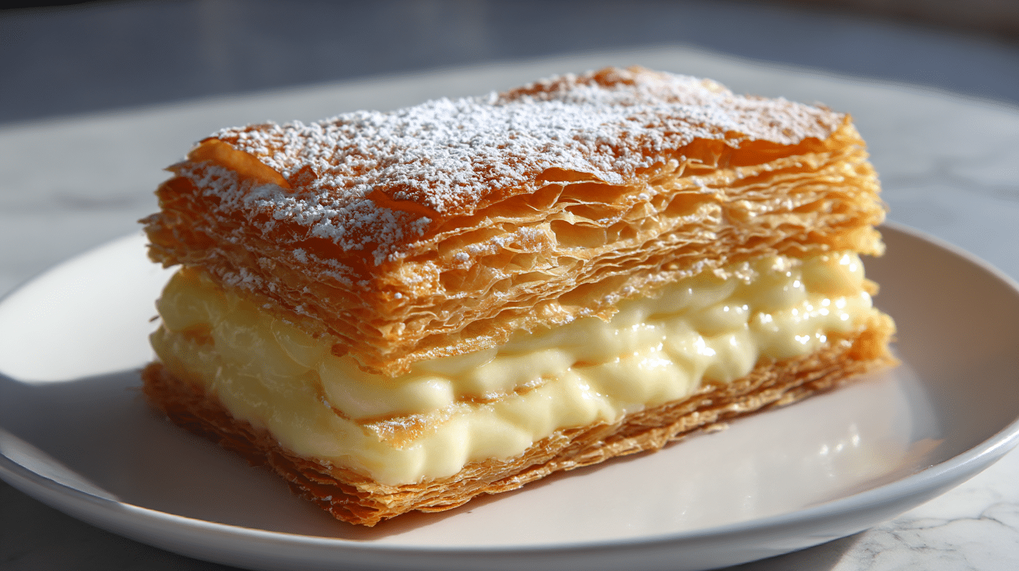 Wyśmienita napoleonka airfryer na talerzu.