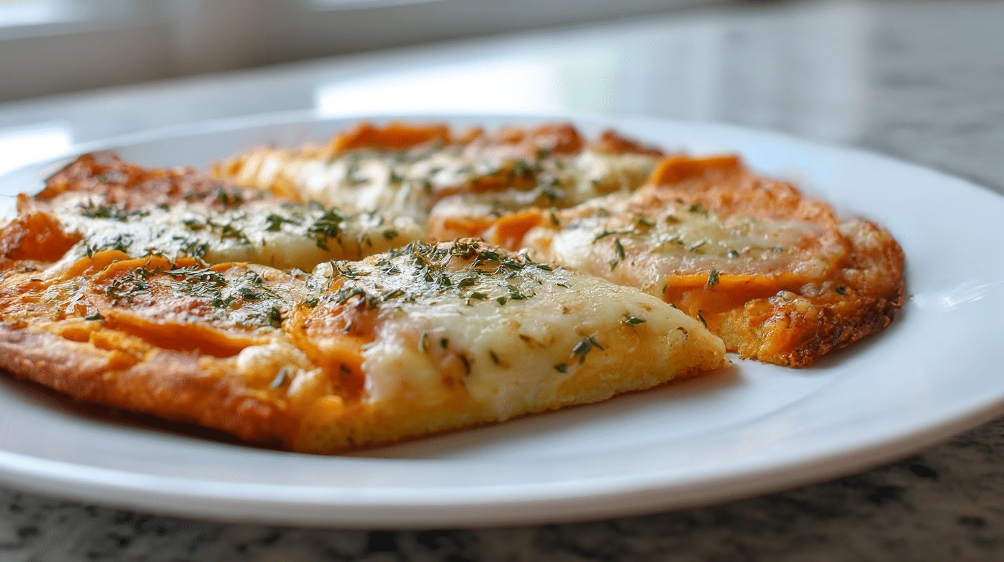 kawałki pizzy z batatów air fryer ze świeżymi ziołami