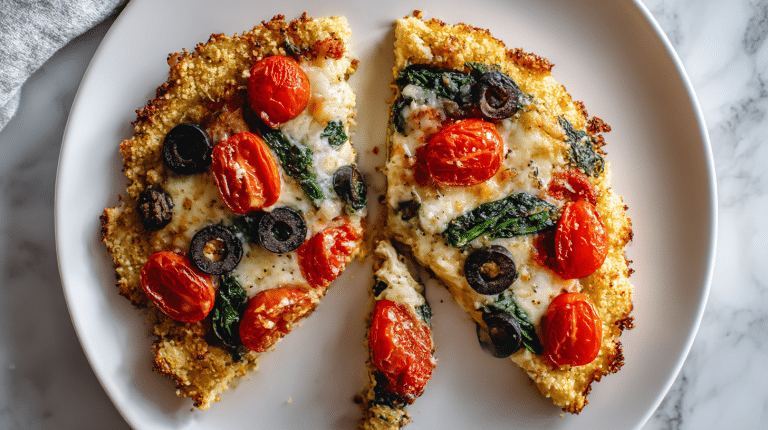 pyszna pizza z kalafiora air fryer na talerzu