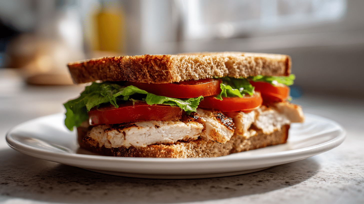 kolorowy sandwich z kurczakiem air fryer z dodatkami