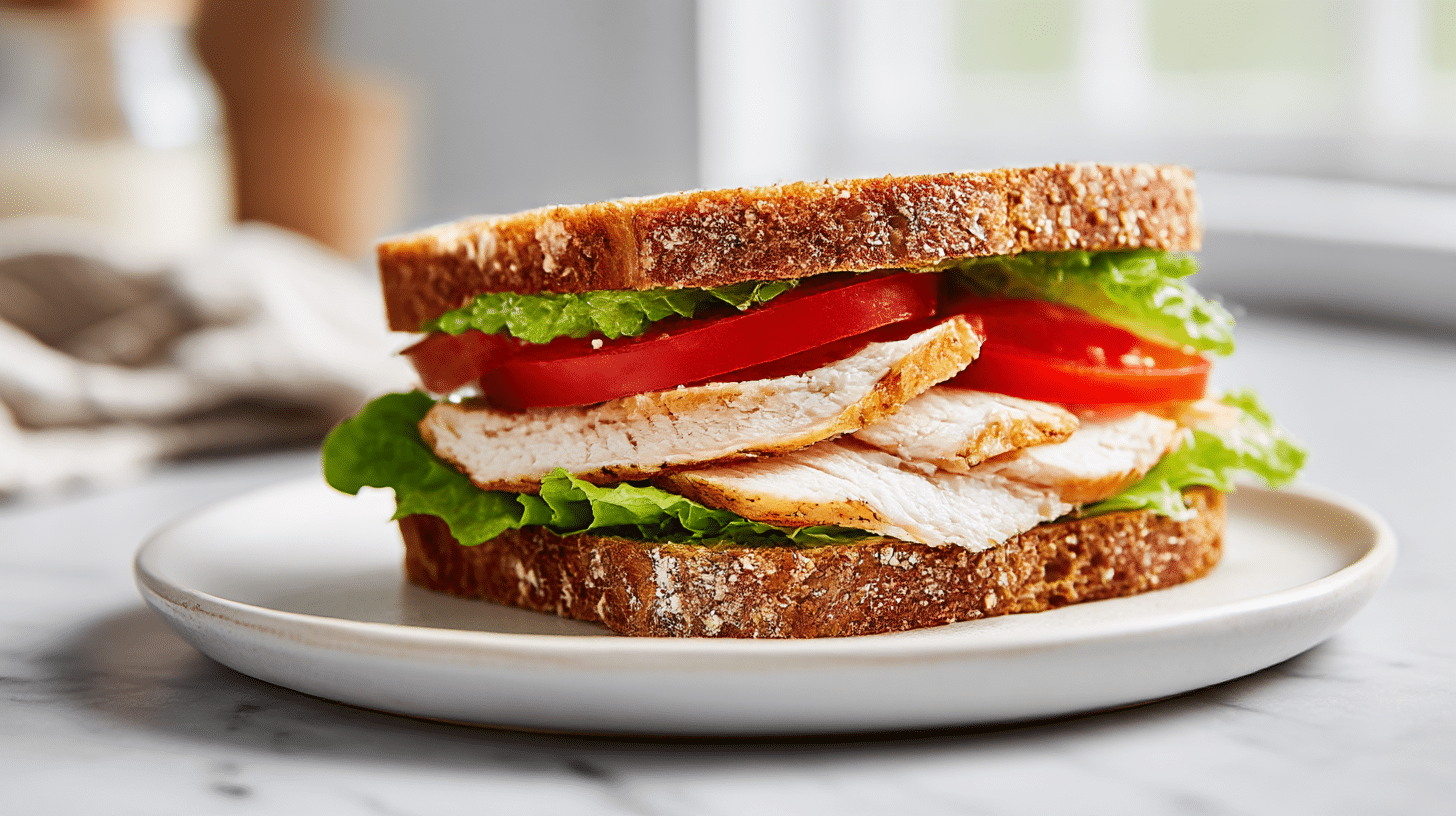 wygląda apetycznie sandwich z kurczakiem air fryer