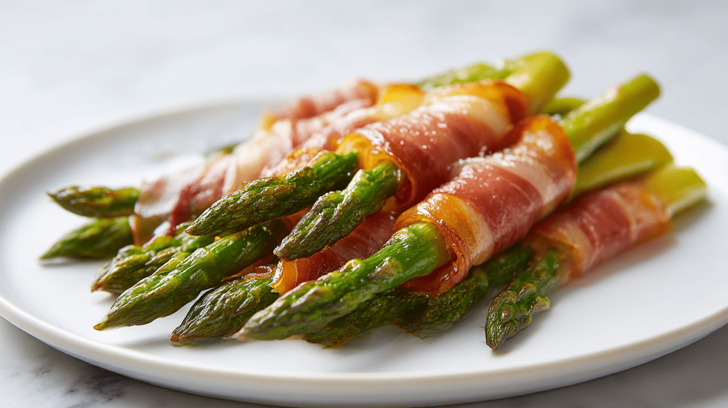 Złociste szparagi w szynce air fryer w stylowej prezentacji