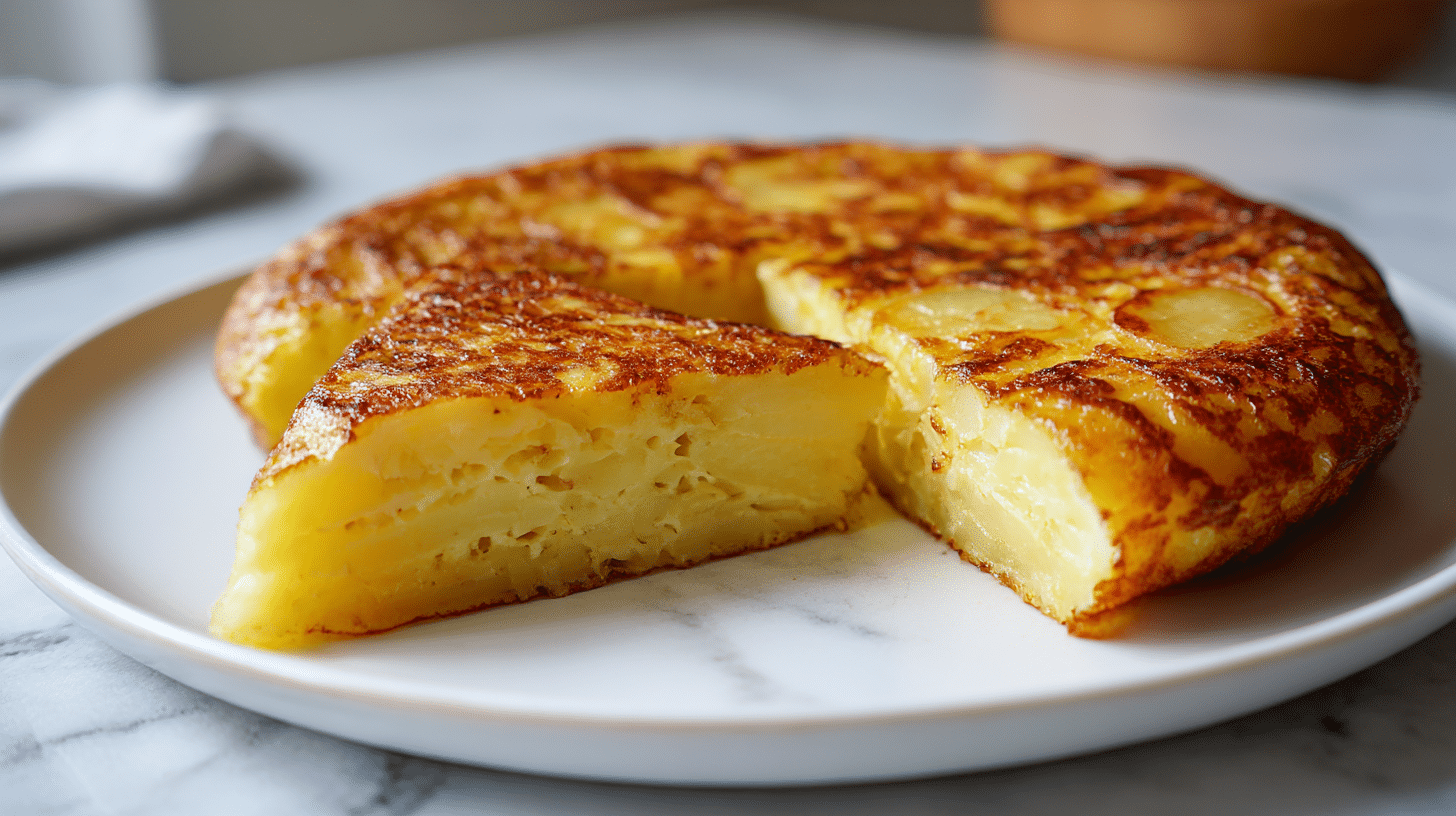 tortilla de patatas air fryer served with sauce