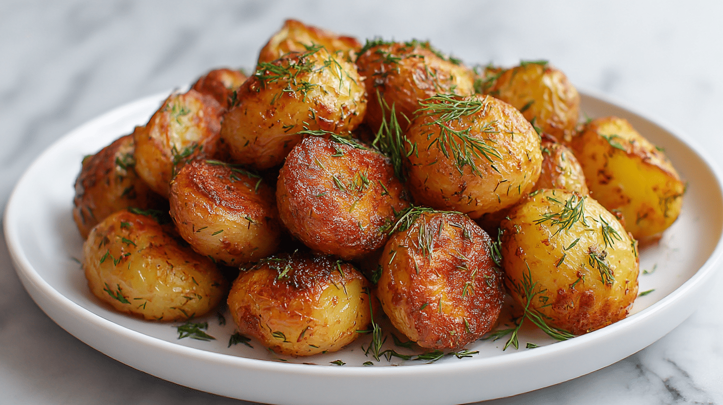 ziemniaki z koperkiem air fryer podawane z sosem