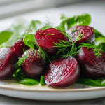 buraczki z botwiny air fryer na talerzu jako zdrowa przystawka
