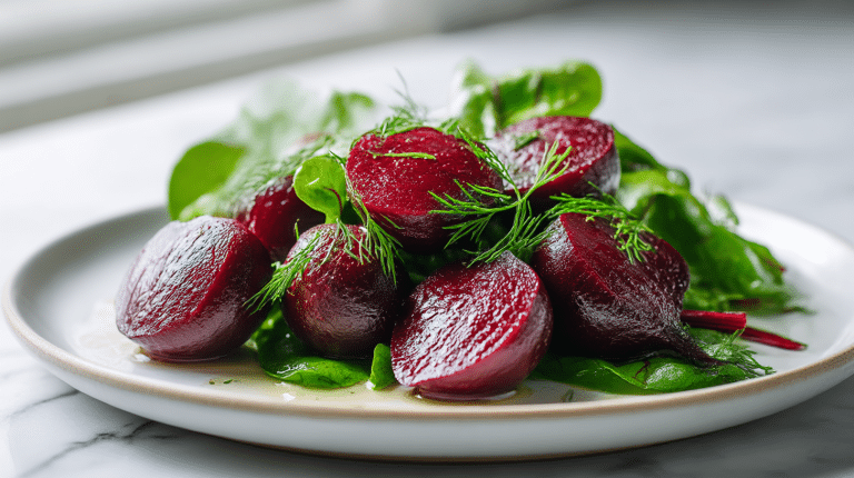 buraczki z botwiny air fryer na talerzu jako zdrowa przystawka