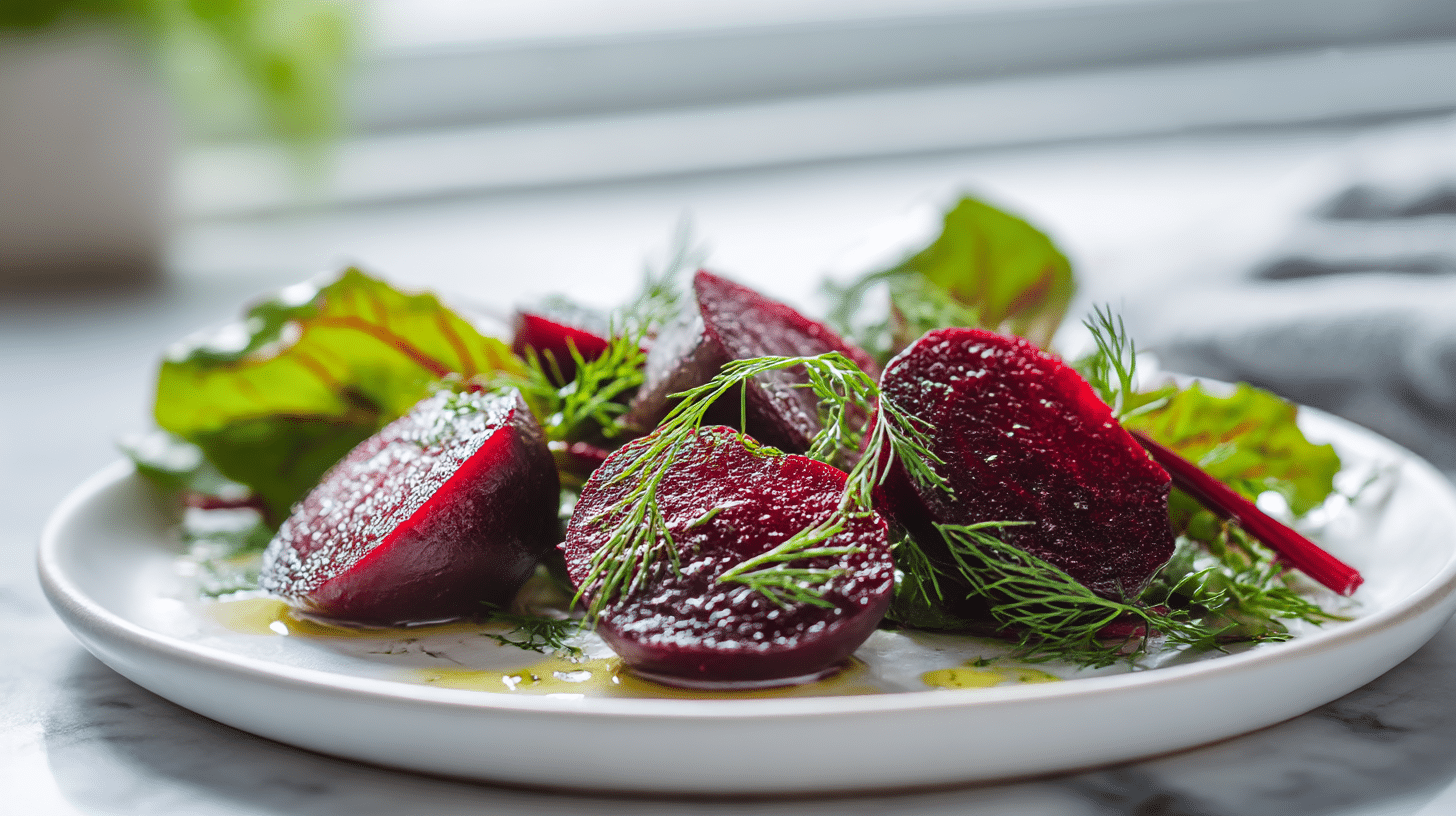 buraczki z botwiny air fryer podane w miseczce