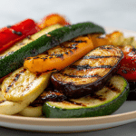 grillowane warzywa air fryer w kolorowych miseczkach