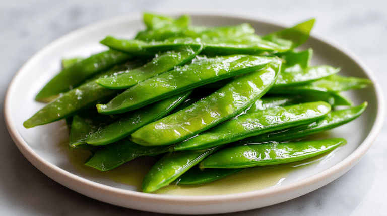 groszek cukrowy air fryer na talerzu