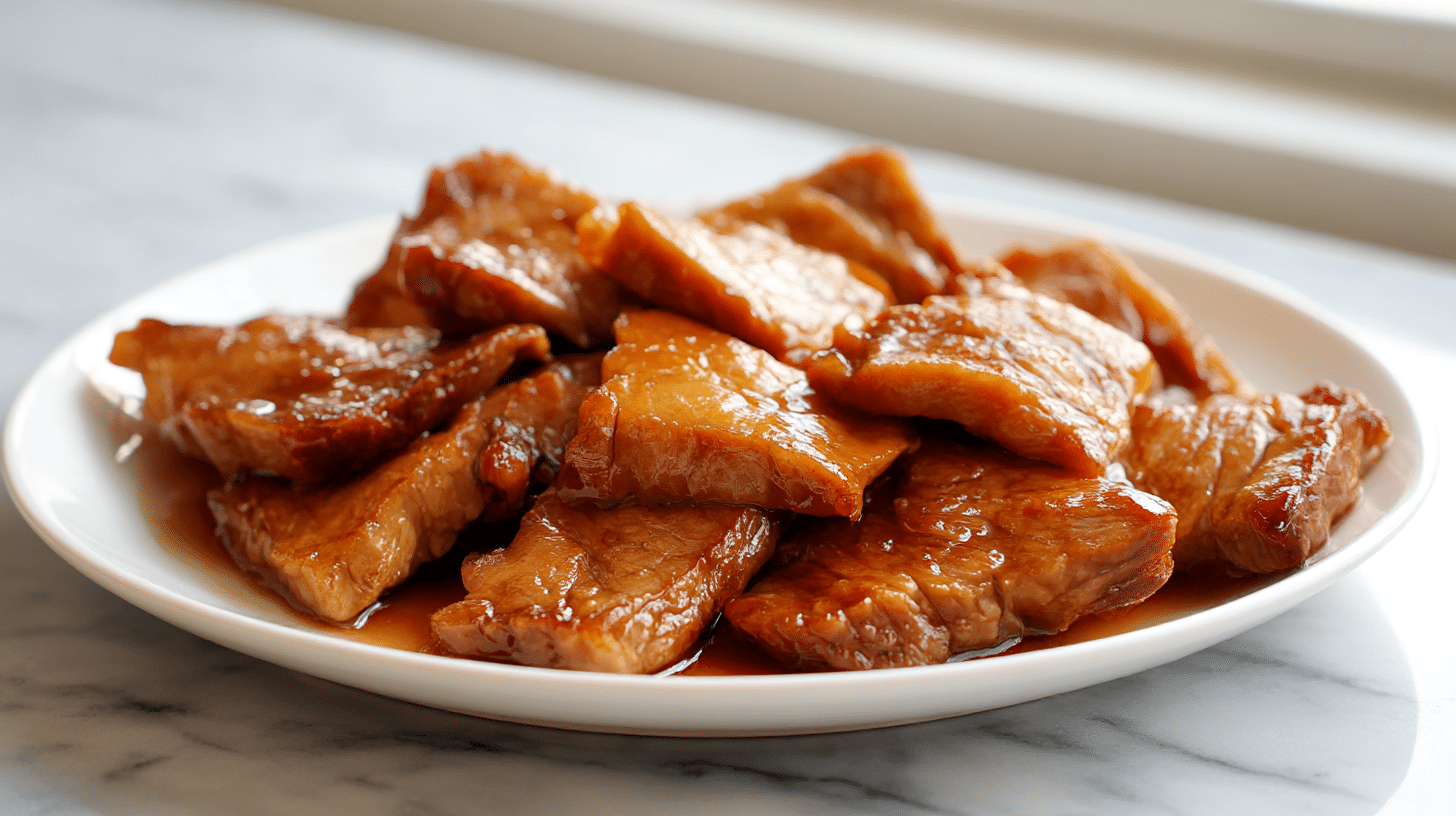 Karkówka majówka air fryer podana z pieczonymi kartoflami.