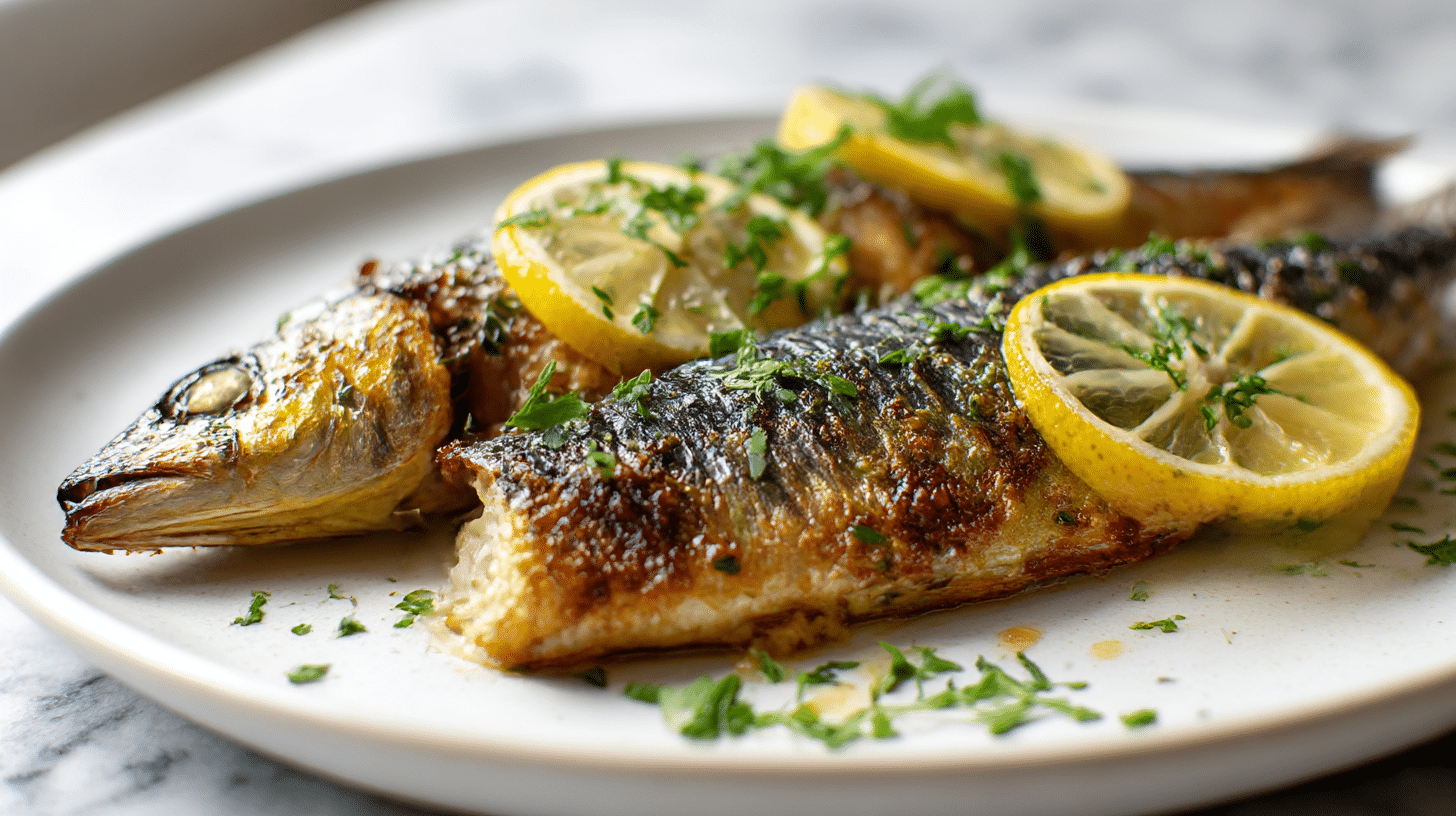 makrela air fryer w towarzystwie cytryny