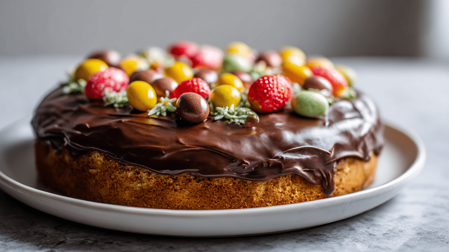 mazurek wielkanocny air fryer z orzechami i rodzynkami.