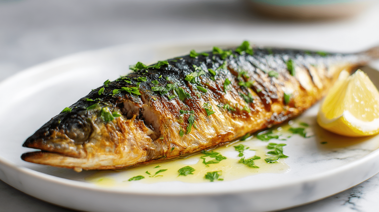 zdrowa pieczona makrela air fryer z dodatkami