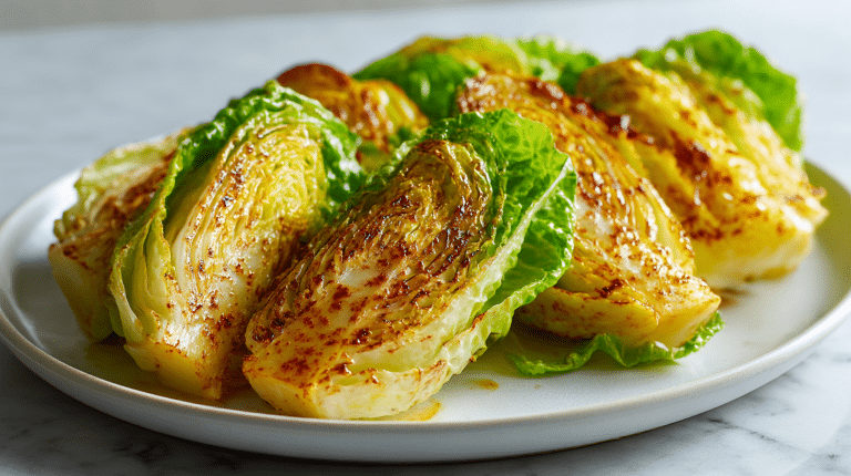 pieczona młoda kapusta air fryer podana na talerzu