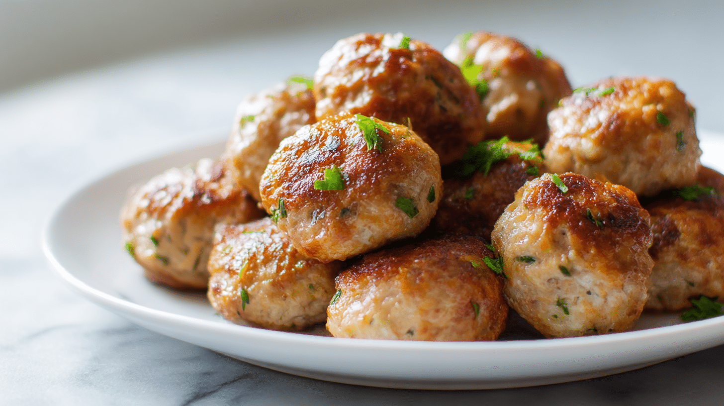 Pulpety z indyka air fryer udekorowane świeżymi ziołami