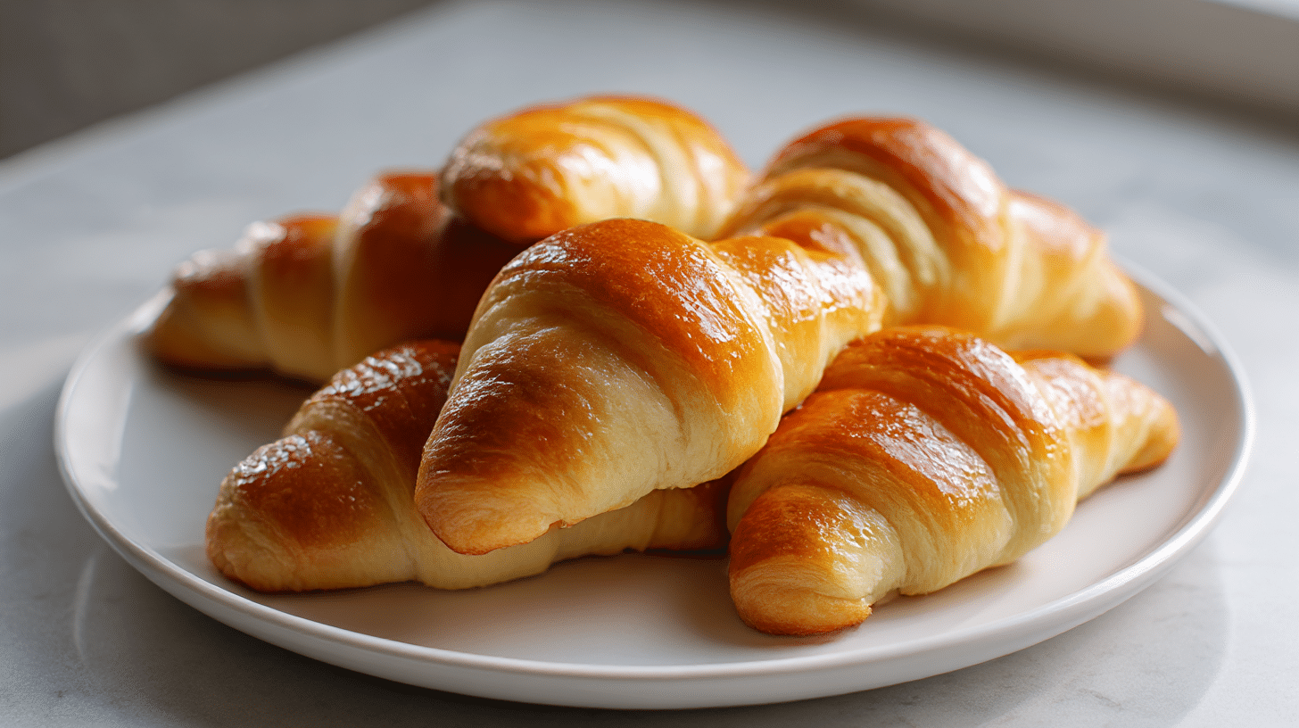 Złociste rogaliki drożdżowe air fryer z lukrem