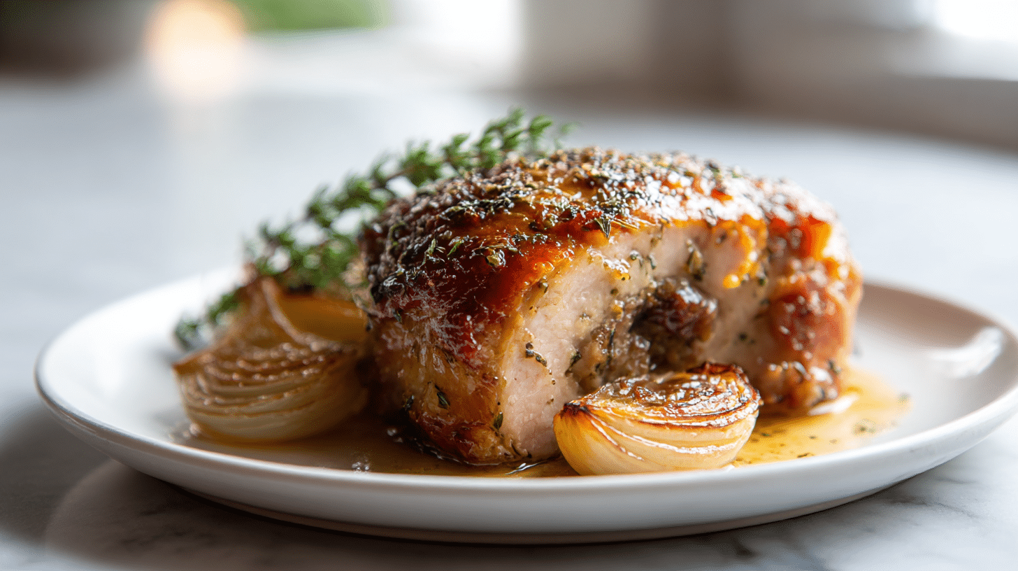 smaczny schab ze śliwką air fryer w apetycznej odsłonie