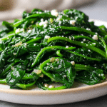 Pyszny szpinak z air fryer na talerzu