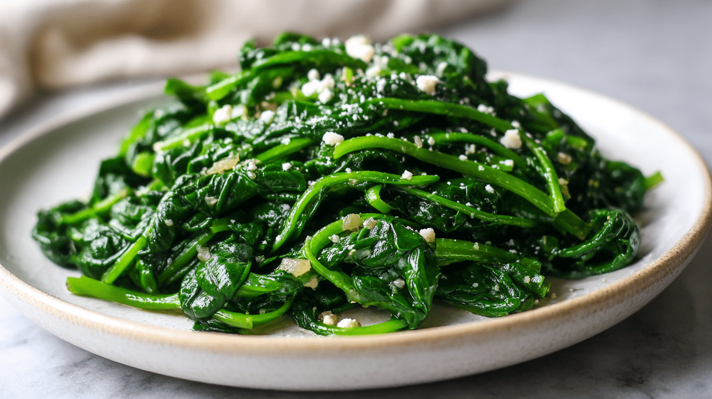 Pyszny szpinak z air fryer na talerzu