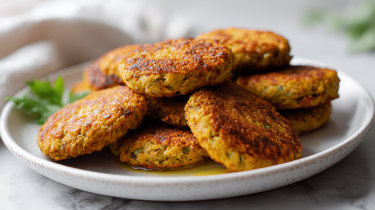 wegańskie kotlety air fryer z ciecierzycą na stole