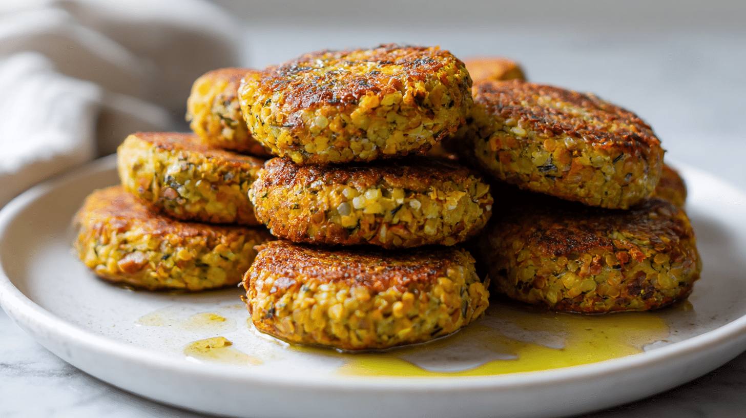 wegańskie kotlety air fryer z ziemniakami na talerzu