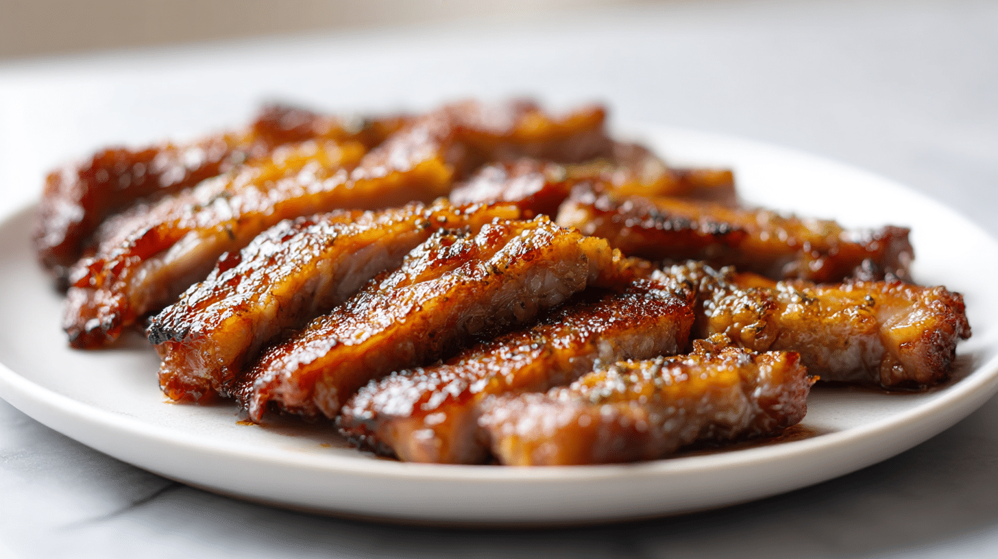 Grillowa karkówka air fryer z dodatkami na stole.
