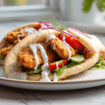 gyros z kurczaka air fryer podawane z świeżymi warzywami