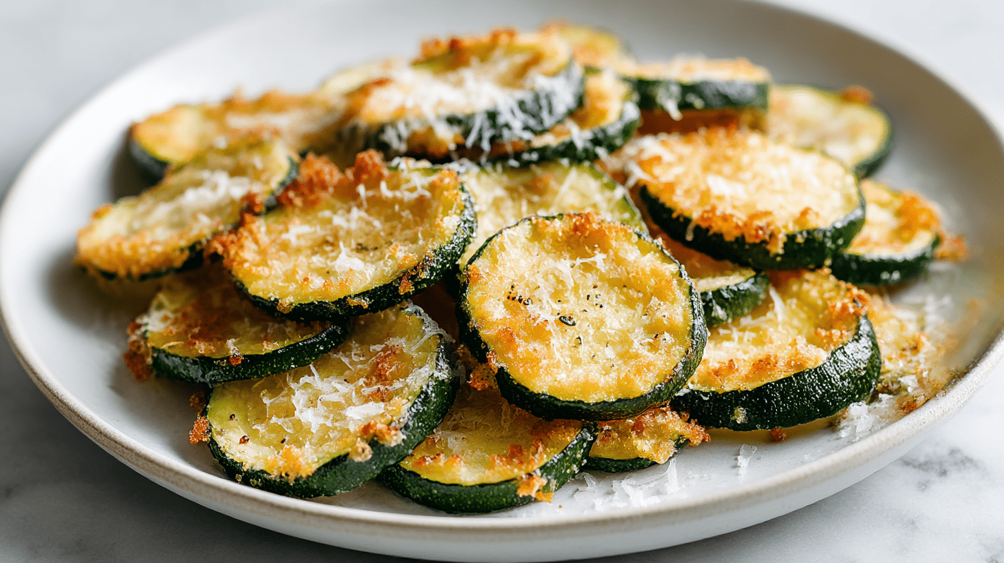 cukinia z parmezanem air fryer na talerzu