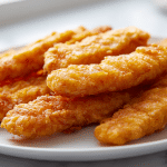 Domowe paluszki rybne air fryer na talerzu