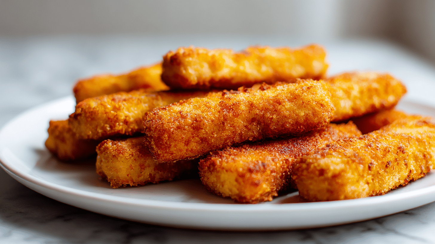 Domowe paluszki rybne air fryer na stole