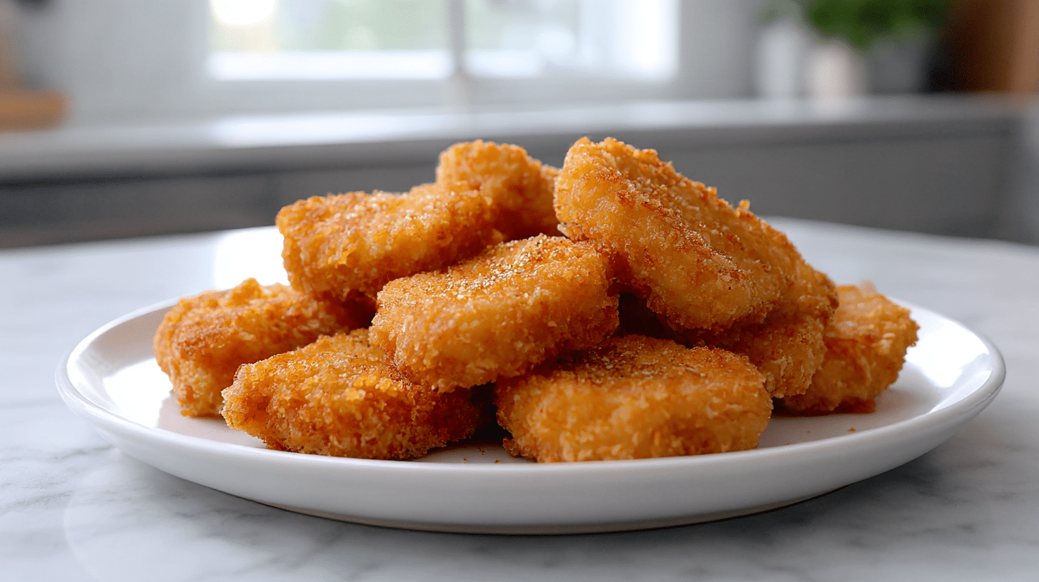 nuggetsy dla dzieci air fryer w towarzystwie warzyw