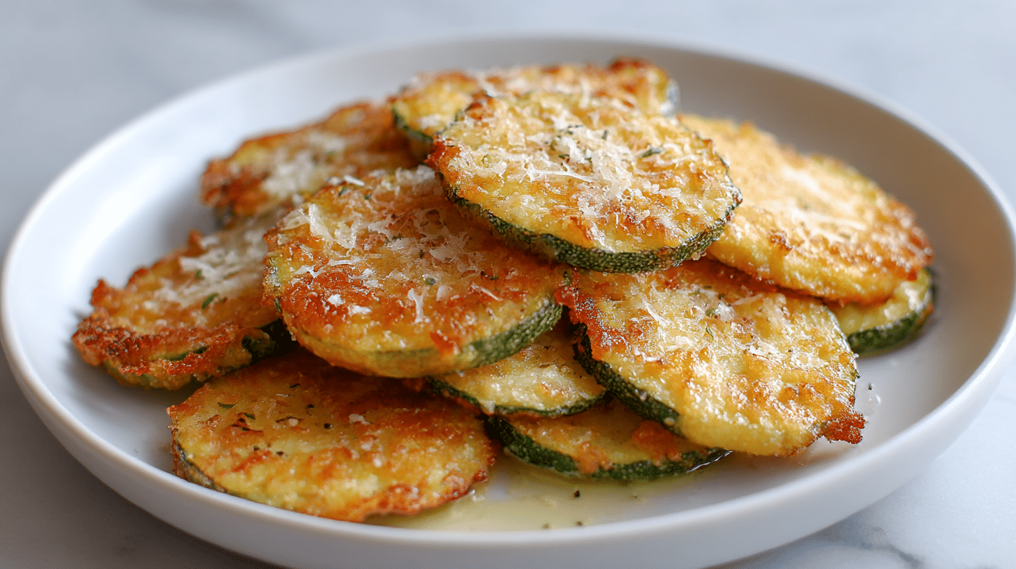 Zblizenie na soczystą cukinię parmezan air fryer z serem.