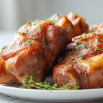 Golonka w piwie air fryer podana na talerzu z dodatkami