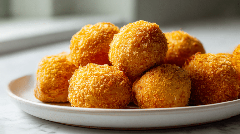 Pyszne krokiety z kapustą air fryer ułożone na talerzu