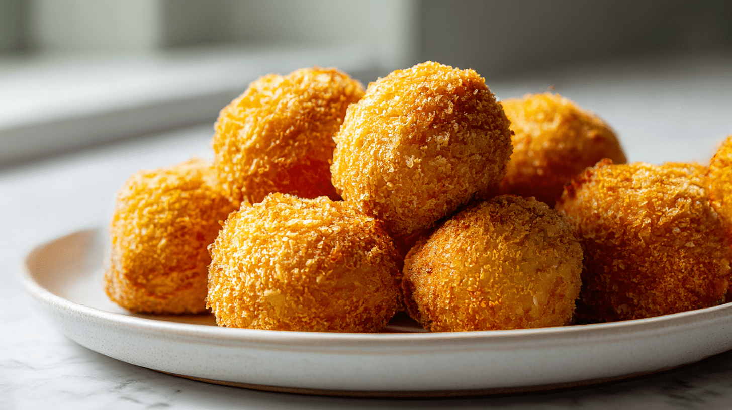 Pyszne krokiety z kapustą air fryer ułożone na talerzu