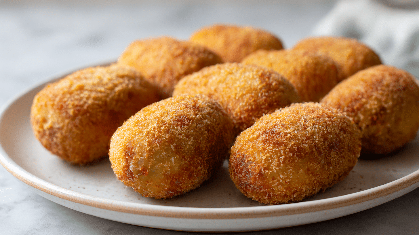 krokiety z mięsem air fryer na talerzu