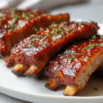 Pyszne żeberka w sosie BBQ air fryer na talerzu