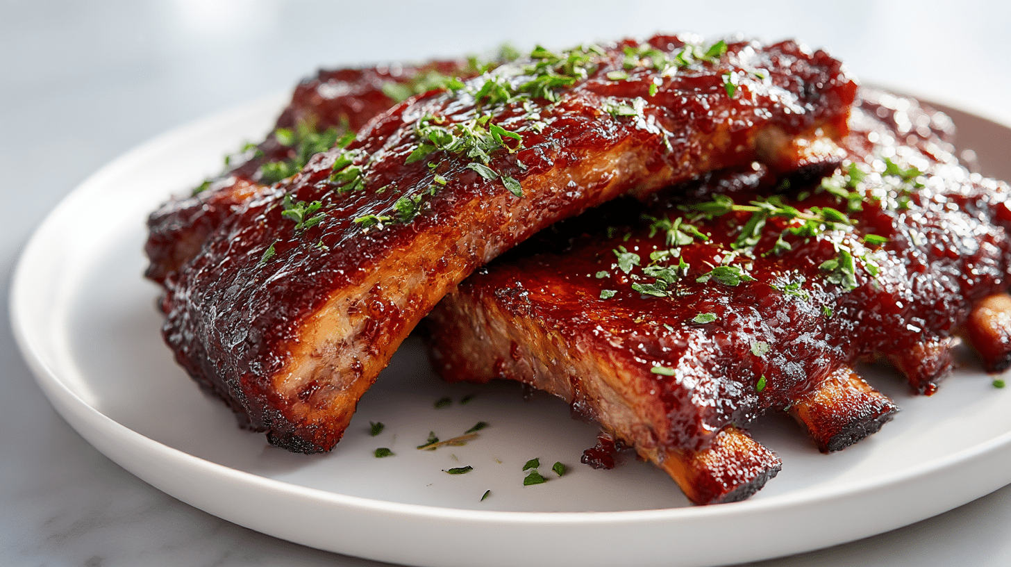 Wyśmienite żeberka w sosie BBQ air fryer, gotowe do podania